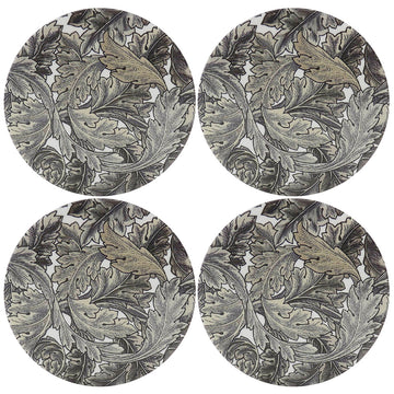 William Morris Acanthus Set of 4 Brown Victorian Ceramic Round Coasters