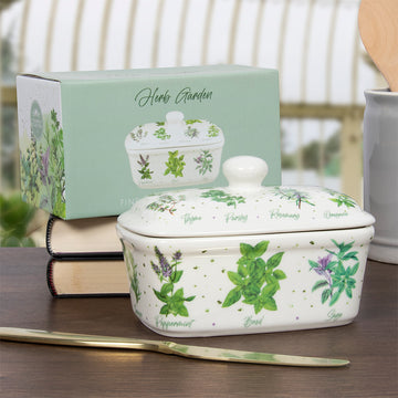 Cupcakes & Butterflies Butter Dish Fine Bone China Lidded 400 Grams  Container Hand Decorated in UK 