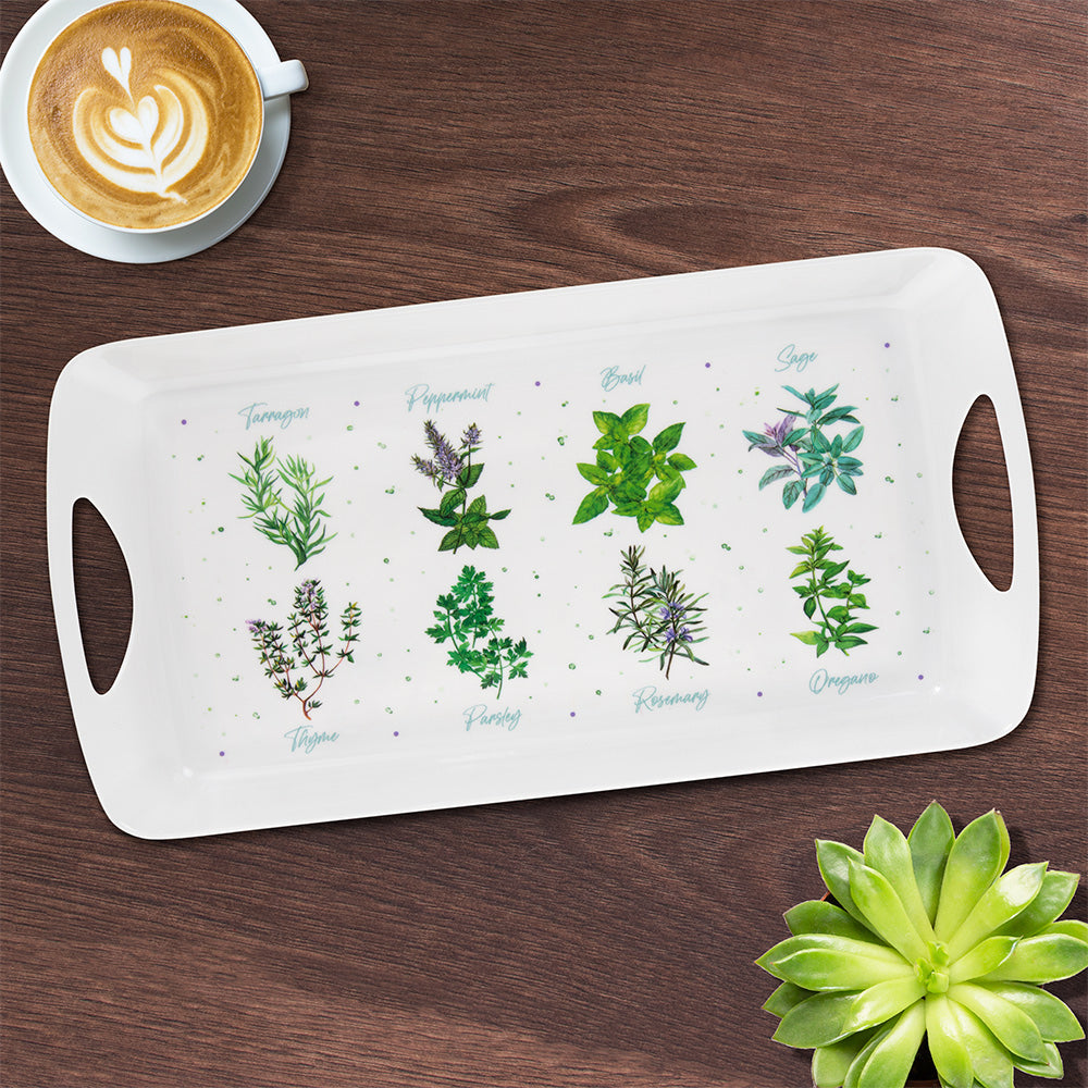 Green Herbs Garden Print Medium Serving Tray