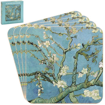 Van Gogh Almond Blossom 4pcs Cork Coasters Blue