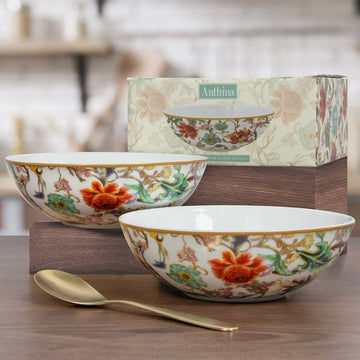 2Pcs William Morris Anthina Floral Porcelain Bowls