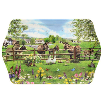 Farm Donkeys Small & Medium Melamine Serving Tray Set