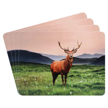 Set of 4 Highland Stag Cork Back Placemats