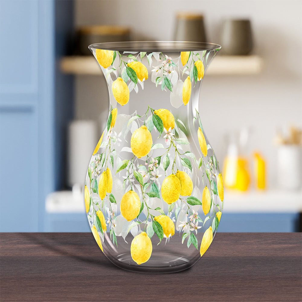 Lynsey Johnstone Hand Painted Lemon Grove Decorative Yellow Glass Vase