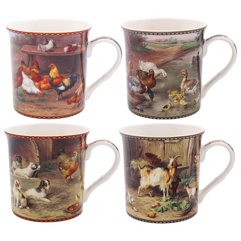 Edgar Hunt Farm Life Paintings Set of 4 300ml Fine China Mug