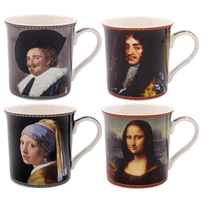 4pcs Classic Portrait Art Paintings 300ml Fine China Mugs