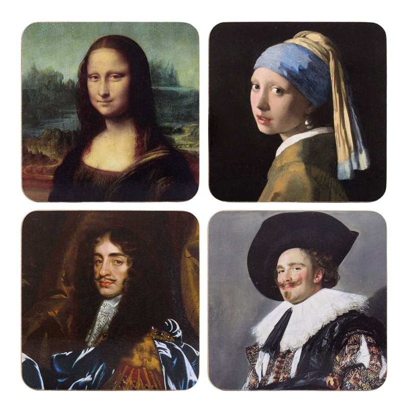 Classic Portrait Art Paintings Set of 4 Cork Coasters