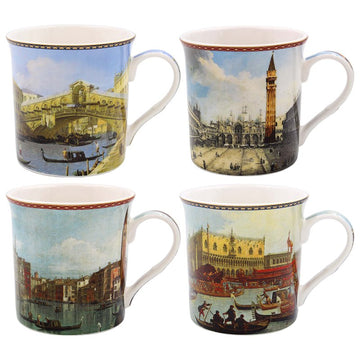 Canaletto City Paintings Set of 4 300ml Fine China Mugs