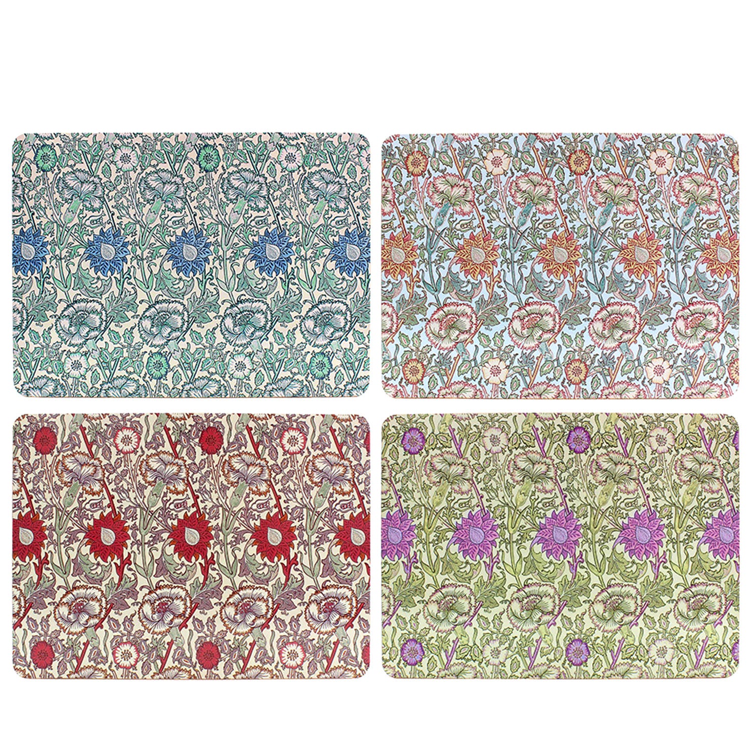 4pcs William Morris Pink & Rose Cork Back Placemats