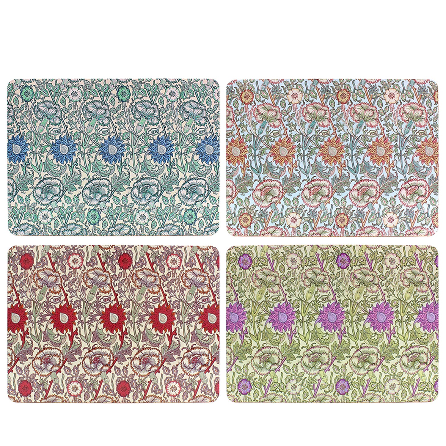 4pcs William Morris Pink & Rose Cork Back Placemats