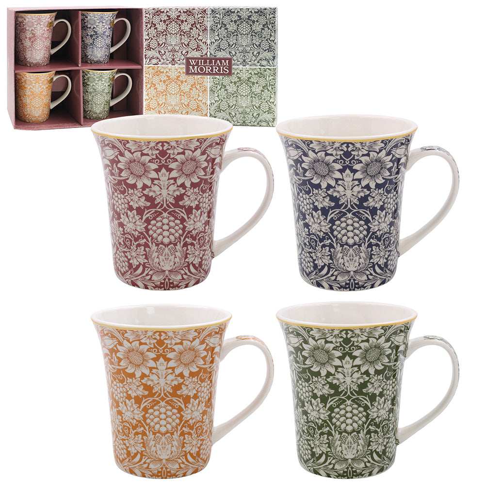 William Morris Sunflower Set of 4 300ml Fine China Mugs