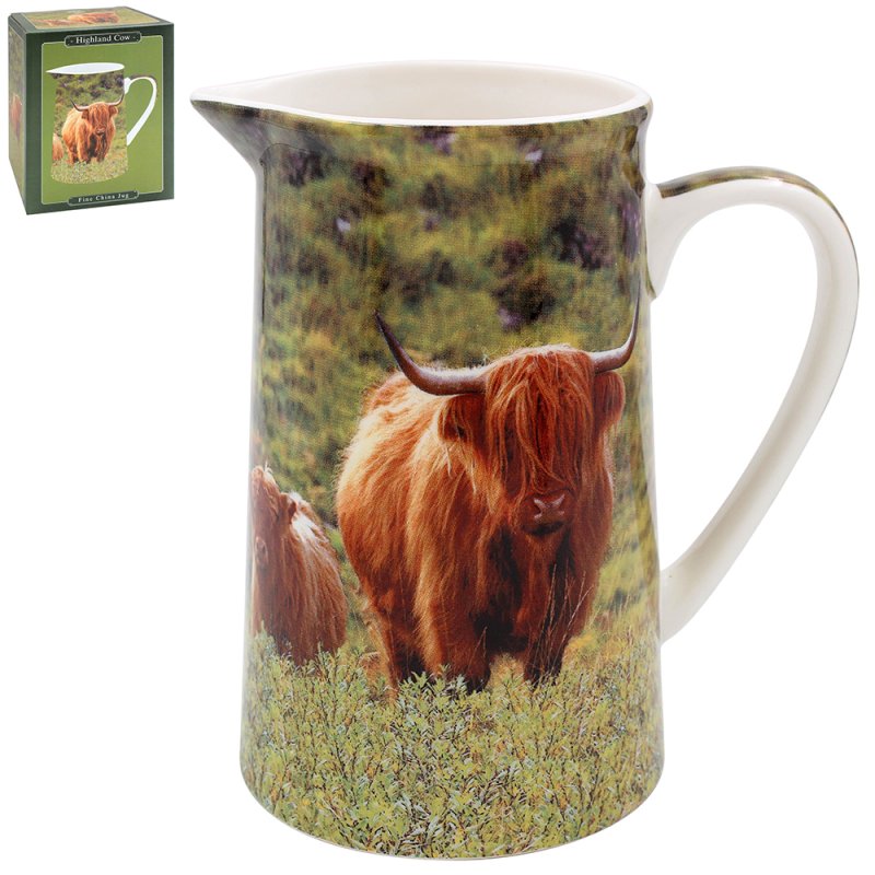 Country Highland Cow & Calf Ceramic Jug