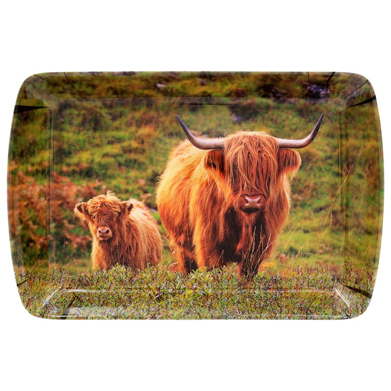 Country Highland Cow & Calf Small Serving Tray