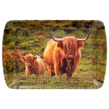 Country Highland Cow & Calf Small Serving Tray