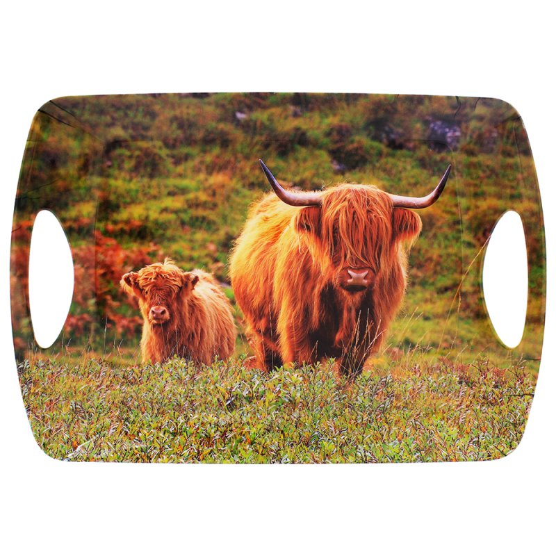 Country Highland Cow & Calf Large Serving Tray