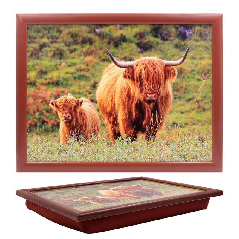 Country Highland Cow & Calf Laptop Lap tray