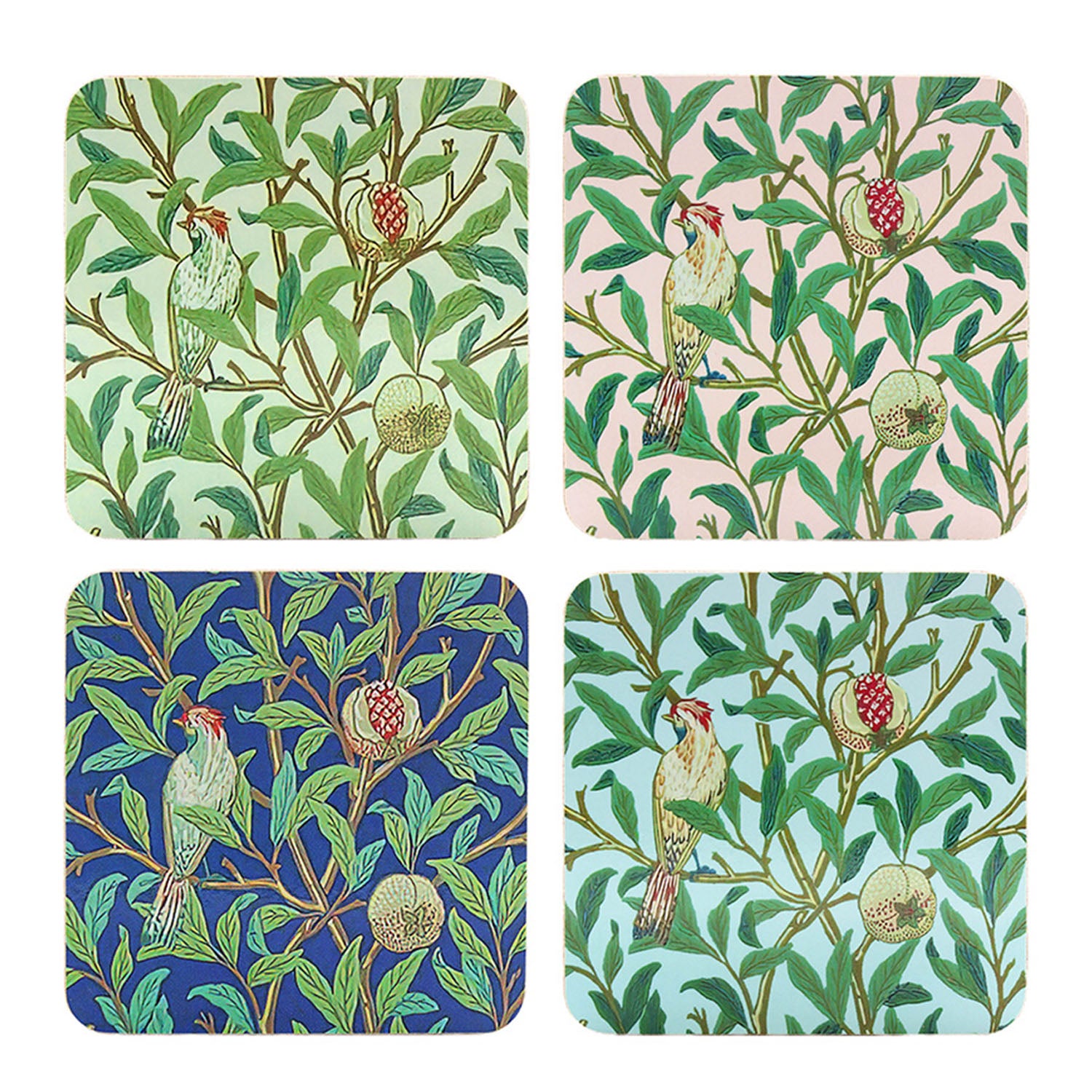 William Morris Bird & Pomegranate Set of 4 Cork Coasters