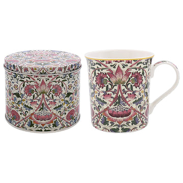 William Morris Lodden Ceramic Mug in Round Tin