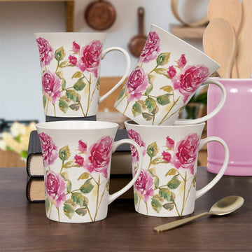 Rose Garden Ceramic Set of 4 Coffee Mugs