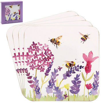Set of 4 Lavender & Bees Coasters (design by Jennifer Rose)