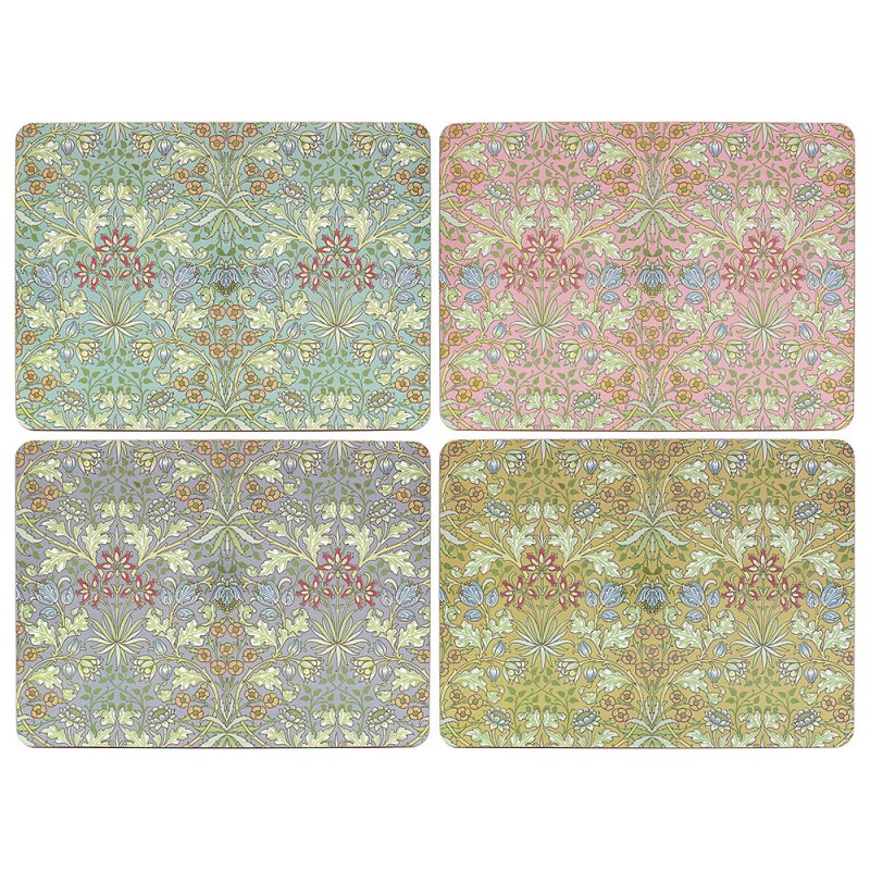 4pcs Assorted Colours Hyacinth Flower Design Cork Placemats