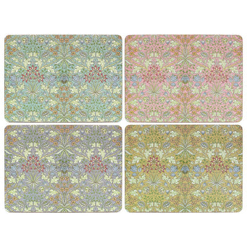 4pcs Assorted Colours Hyacinth Flower Design Cork Placemats