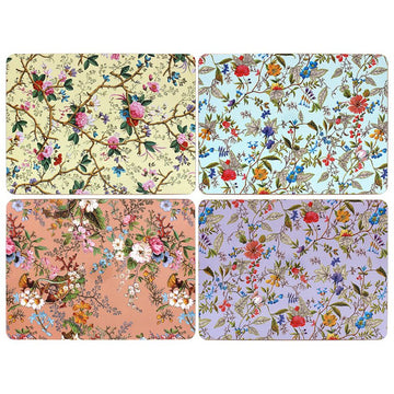 4Pcs William Kilburn Assorted Floral Foliage Design Cork Placemats