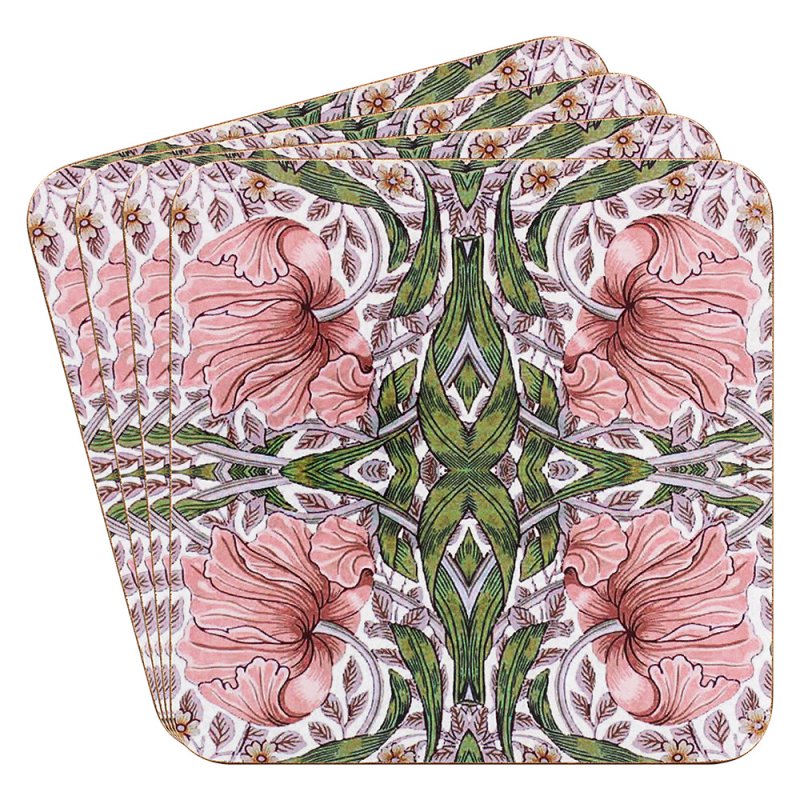 4Pcs William Morris Pimpernel Floral Design Cork Coasters