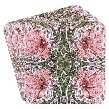 4Pcs William Morris Pimpernel Floral Design Cork Coasters