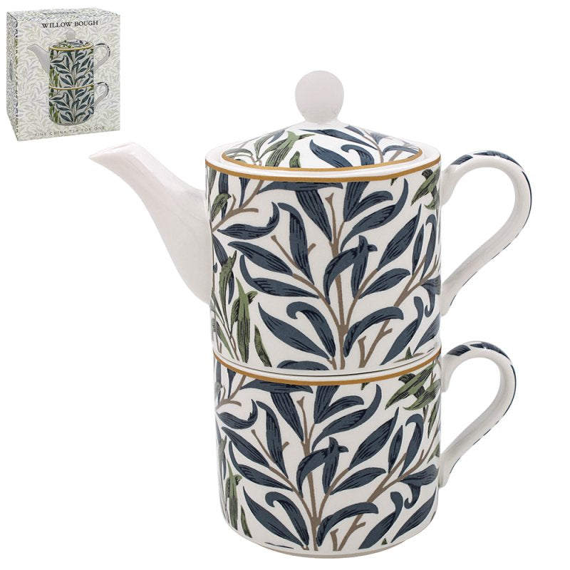 Willow Bough Nature Leaf Foliage Design Ceramic Tea For One