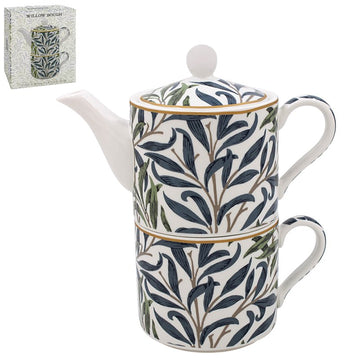 Willow Bough Nature Leaf Foliage Design Ceramic Tea For One