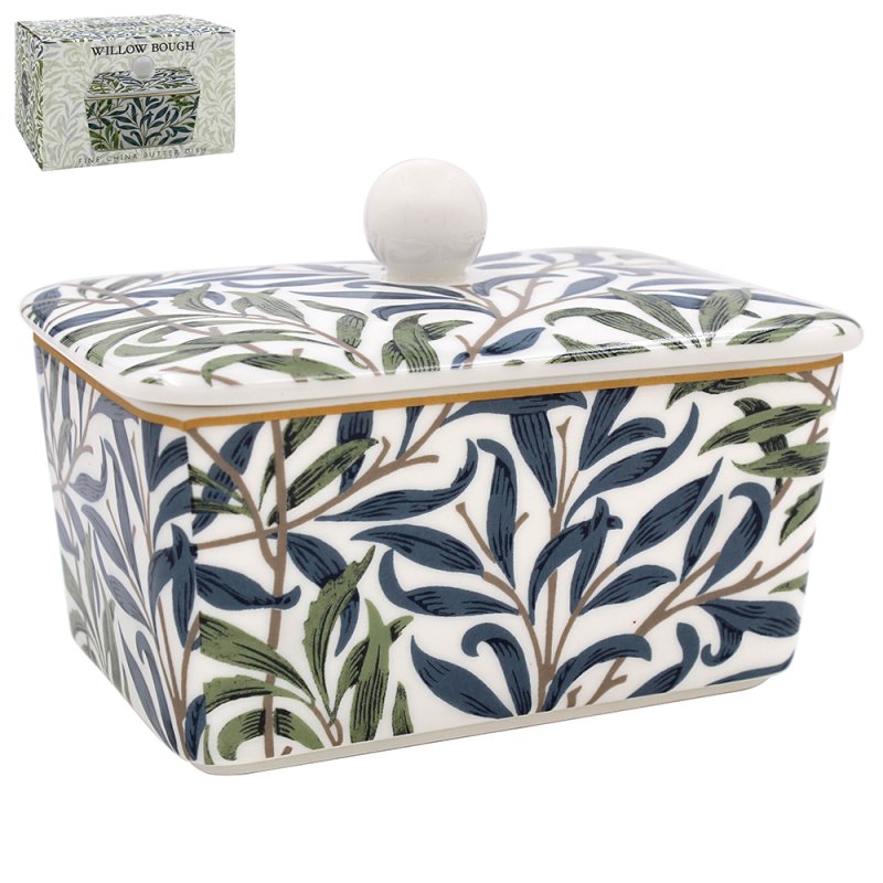 Willow Bough Nature Leaf Foliage Design Ceramic Butter Dish