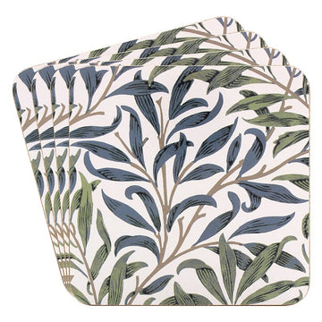 4Pcs Willow Bough Nature Leaf Foliage Design Cork Coasters