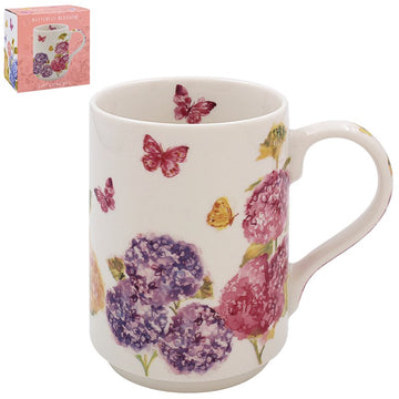 Floral Pink Ceramic Butterfly Blossom Design Mug