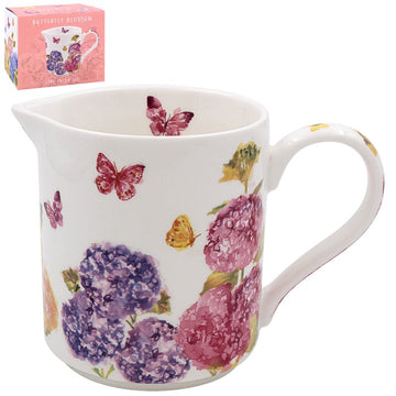Floral Pink Ceramic Butterfly Blossom Design Jug