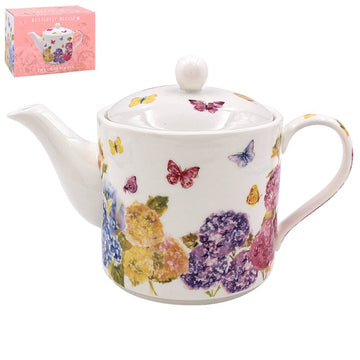 650ml Floral Pink Ceramic Butterfly Blossom Design Tea Pot