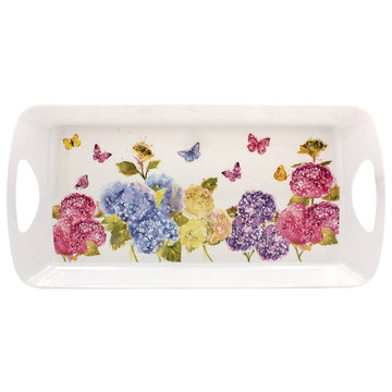 Medium Floral Pink Melamine Butterfly Blossom Design Serving Tray