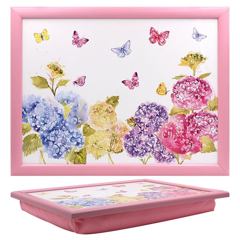 Floral Pink Butterfly Blossom Design Cushioned Laptray