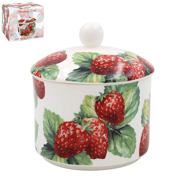 Strawberry Field Fruit Summer Design Ceramic Sugar Bowl