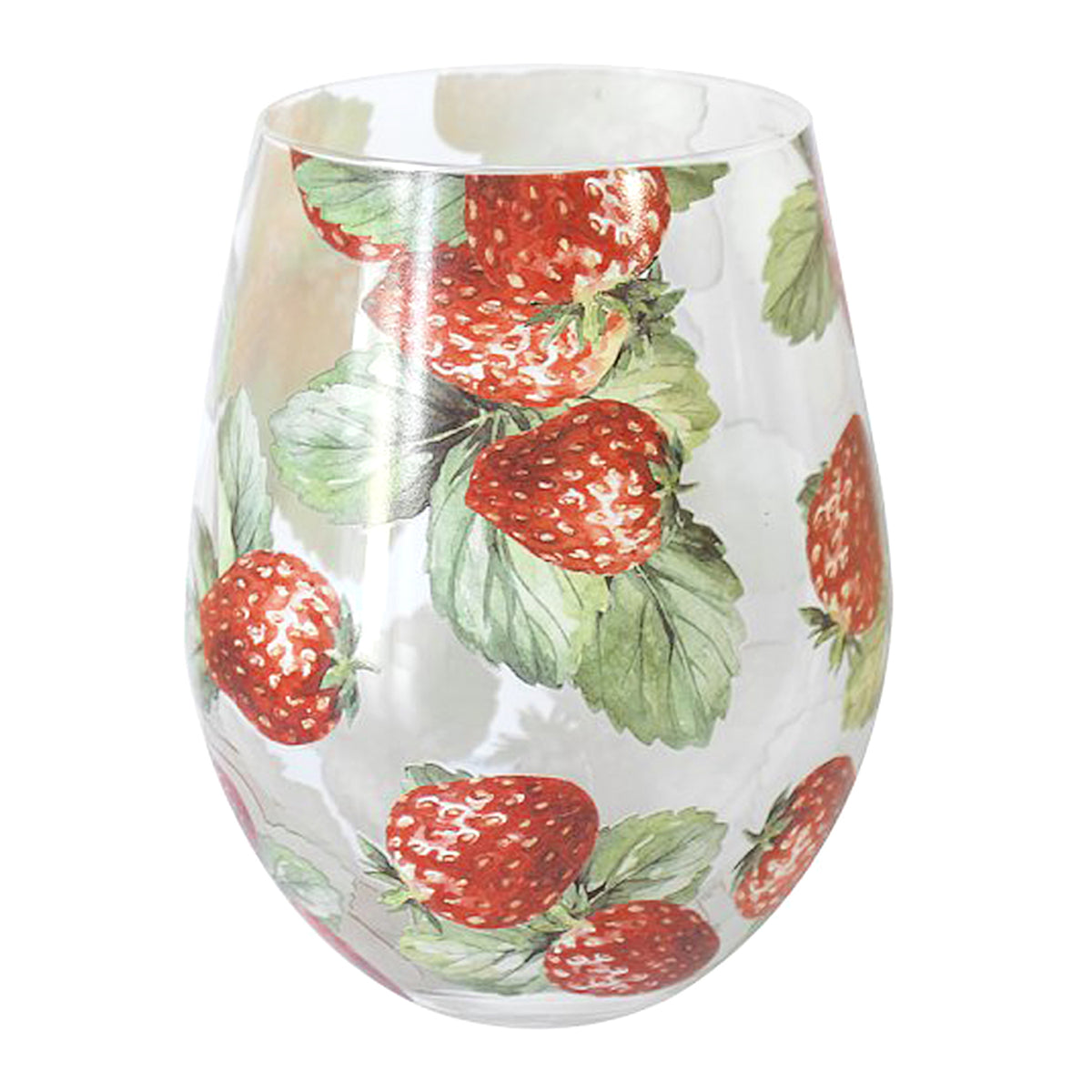 Lynsey Johnstone Hand Painted Strawberry Field Stemless Gin Glass