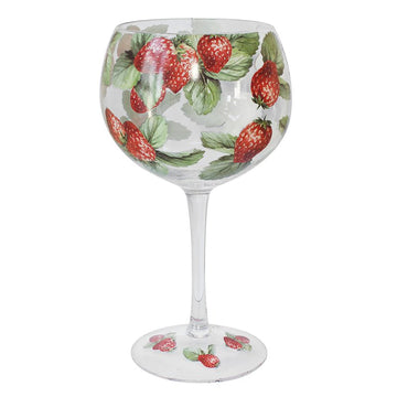 Lynsey Johnstone Hand Painted Strawberry Field Gin Glass