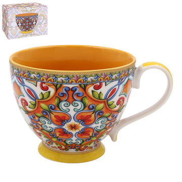 400ml Tuscany Yellow Mediterranean Floral Mug & Coaster Set
