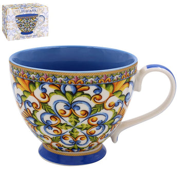 4Pcs 400ml Tuscany Blue Mediterranean Floral Mugs