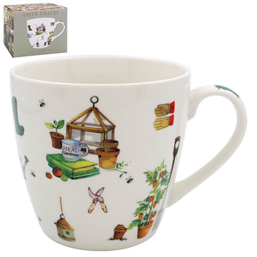 4Pcs Green Fingers 450ml Ceramic Mugs