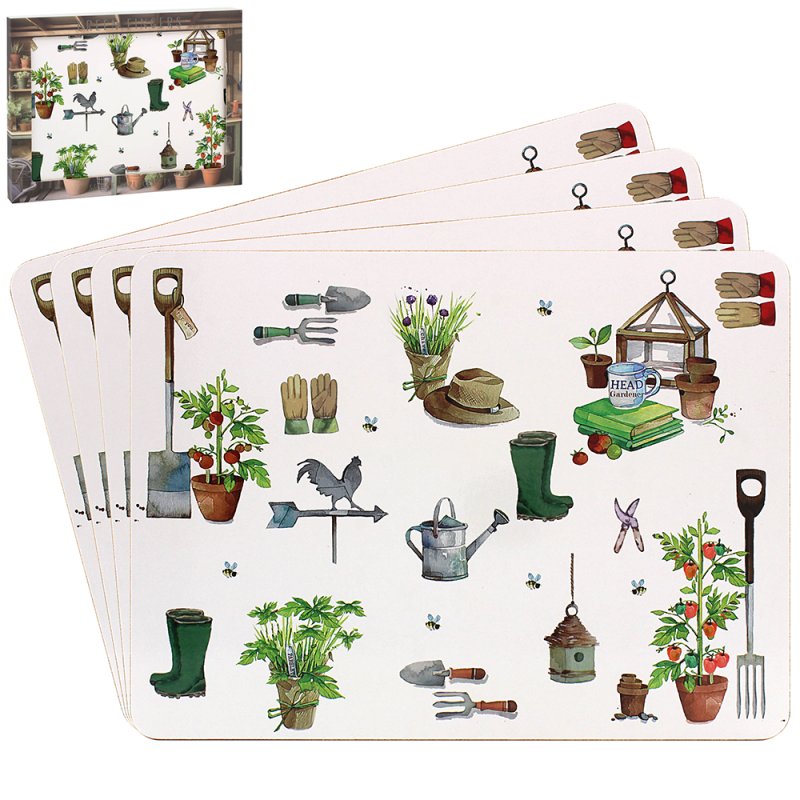 4pcs Green Fingers Garden Theme Cork Placemats