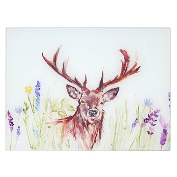 Highland Stag Toughened Glass Chopping Board