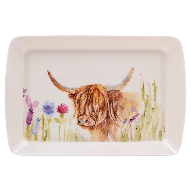 Small Highland Cow Design Melamine Tray