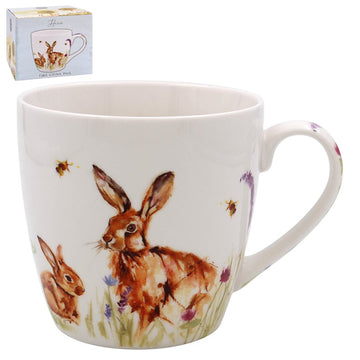 450ml Ceramic Hares Rabbit Floral Mug
