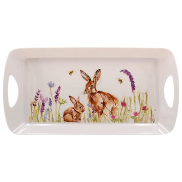Medium Hares Rabbit Floral Melamine Serving Tray