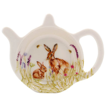 Hares Rabbit Floral Melamine Teabag Tidy
